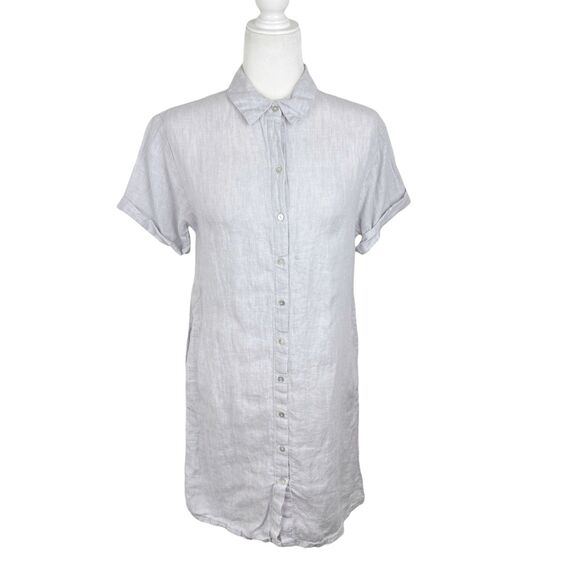C&C California Linen Shirt Dress Women Small Short Sleeve Button Up Collared - Picture 1 of 14